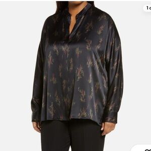 Vince Silk Wisteria Popover Blouse